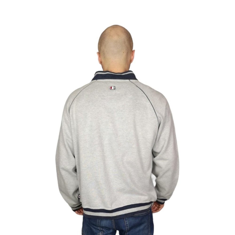 Men's Champion Spell Out Zip Up Sweatshirt In grey Size large - Picture 2 of 4
